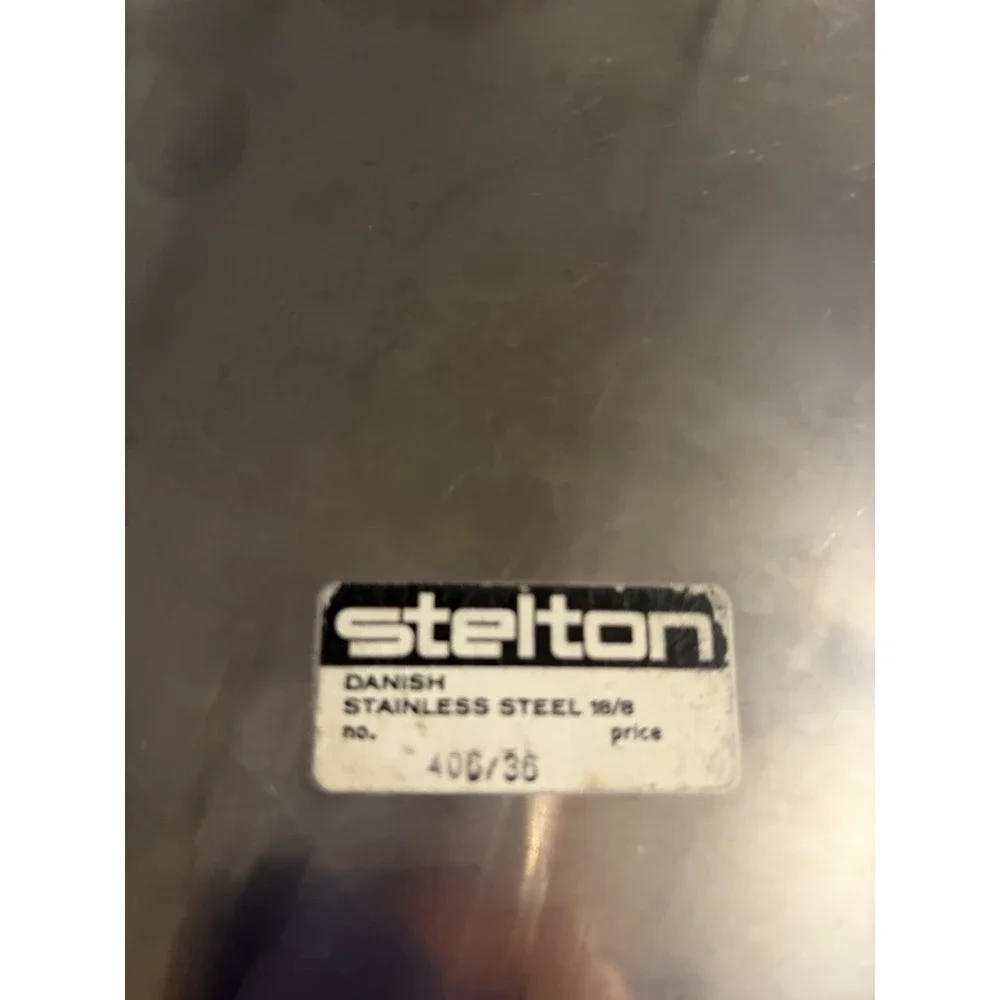 Stelton‎ Denmark Stainless MCM Cocktail Tray Wood Handles 15.25